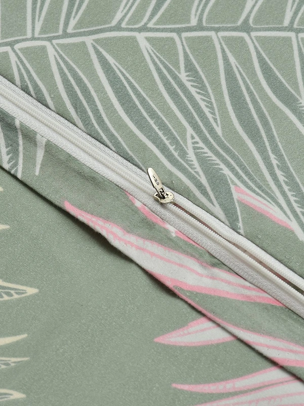 MORADO Glace Cotton Double Bed Quilt Cover / Duvet Cover / Rajai Cover / Blanket Cover With Zipper (90x100 Inches) - 90x100 Inches, Green