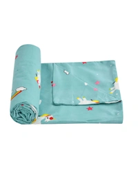 MORADO Glace Cotton Double Bed Quilt Cover / Duvet Cover / Rajai Cover / Blanket Cover With Zipper (90x100 Inches) - 90x100 Inches, Blue