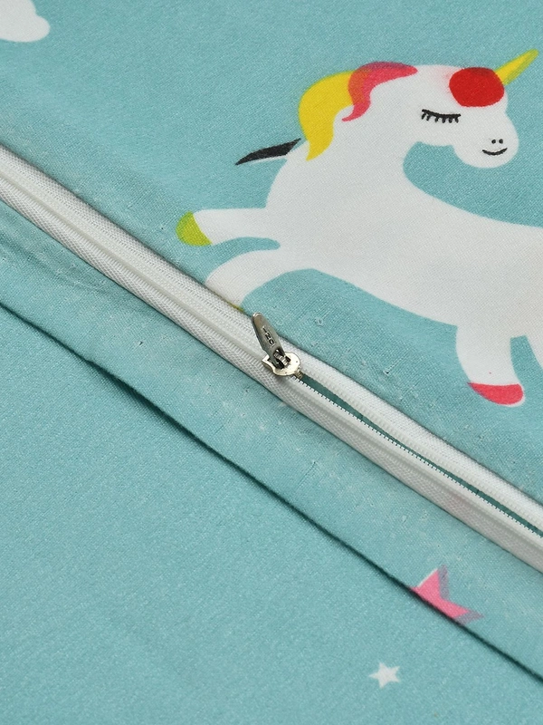 MORADO Glace Cotton Double Bed Quilt Cover / Duvet Cover / Rajai Cover / Blanket Cover With Zipper (90x100 Inches) - 90x100 Inches, Blue