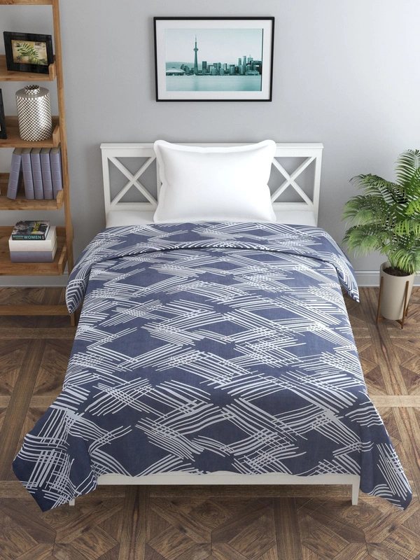 MORADO Glace Cotton Single Bed Size Quilt Cover / Duvet Cover / Rajai Cover / Blanket Cover With Zipper (60x90 Inches) - 60x90 Inches, Blue