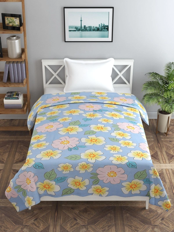 MORADO Glace Cotton Single Bed Size Quilt Cover / Duvet Cover / Rajai Cover / Blanket Cover With Zipper (60x90 Inches) - 60x90 Inches, Blue