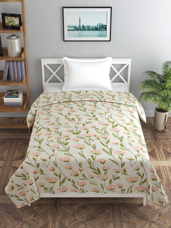 MORADO Glace Cotton Single Bed Size Quilt Cover / Duvet Cover / Rajai Cover / Blanket Cover With Zipper (60x90 Inches) - 60x90 Inches, Offwhite