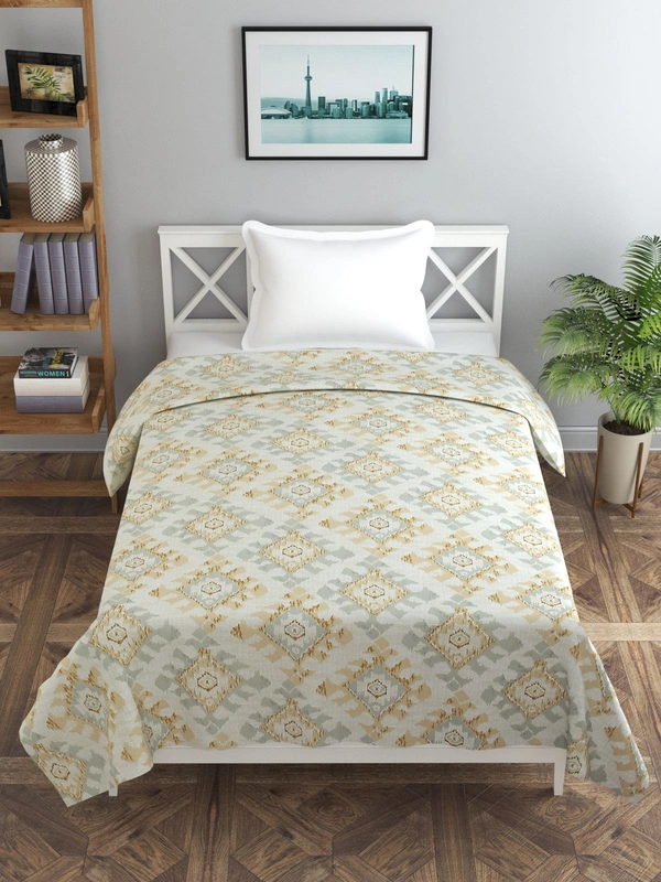 MORADO Glace Cotton Single Bed Size Quilt Cover / Duvet Cover / Rajai Cover / Blanket Cover With Zipper (60x90 Inches) - 60x90 Inches, Offwhite