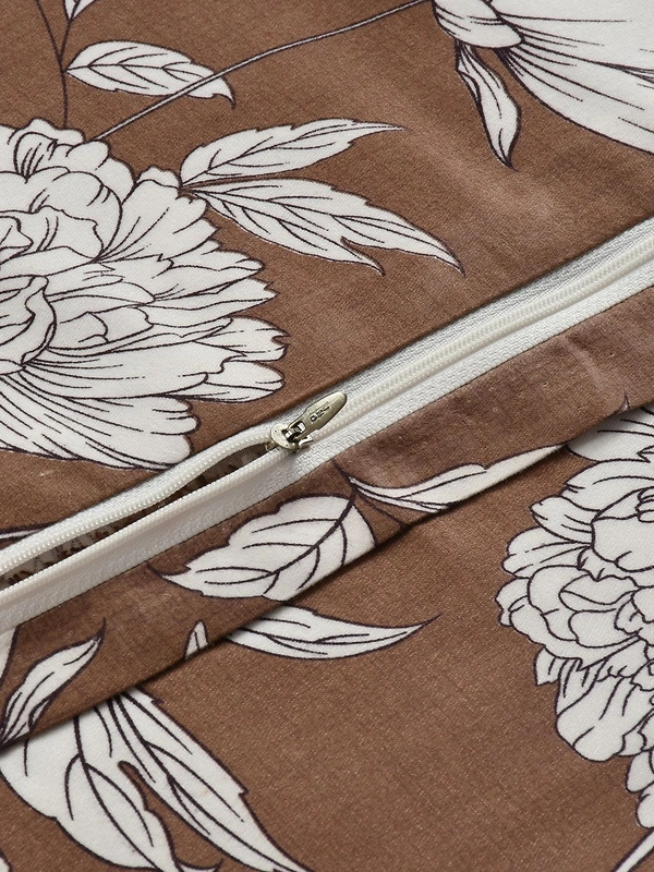 MORADO Glace Cotton Double Bed Quilt Cover / Duvet Cover / Rajai Cover / Blanket Cover With Zipper (90x100 Inches) - 90x100 Inches, Coffee