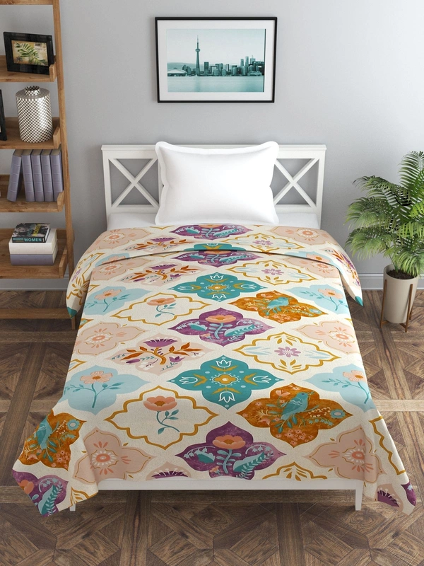 MORADO Glace Cotton Single Bed Size Quilt Cover / Duvet Cover / Rajai Cover / Blanket Cover With Zipper (60x90 Inches) - 60x90 Inches, Purple