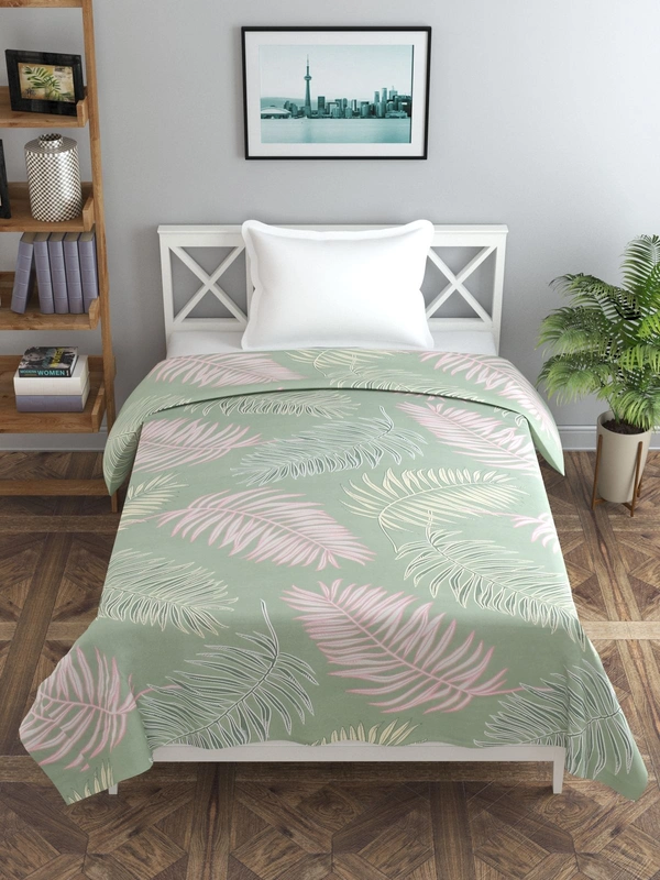 MORADO Glace Cotton Single Bed Size Quilt Cover / Duvet Cover / Rajai Cover / Blanket Cover With Zipper (60x90 Inches) - 60x90 Inches, Green