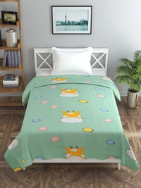 MORADO Glace Cotton Single Bed Size Quilt Cover / Duvet Cover / Rajai Cover / Blanket Cover With Zipper (60x90 Inches) - 60x90 Inches, Green