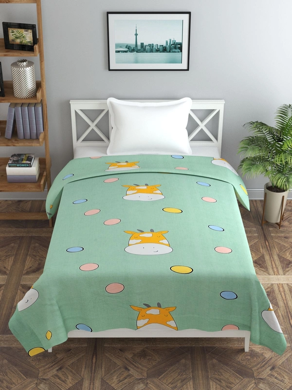 MORADO Glace Cotton Single Bed Size Quilt Cover / Duvet Cover / Rajai Cover / Blanket Cover With Zipper (60x90 Inches) - 60x90 Inches, Green