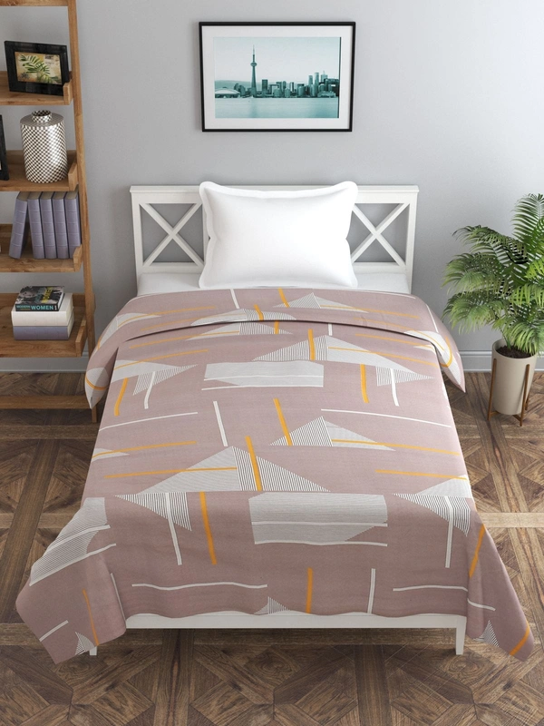 MORADO Glace Cotton Single Bed Size Quilt Cover / Duvet Cover / Rajai Cover / Blanket Cover With Zipper (60x90 Inches) - 60x90 Inches, Brown