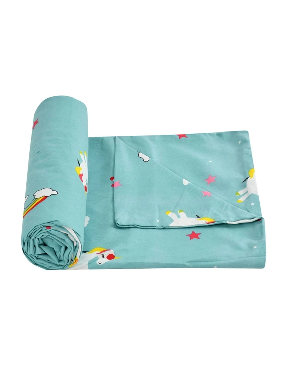 MORADO Glace Cotton Double Bed Quilt Cover / Duvet Cover / Rajai Cover / Blanket Cover With Zipper (90x100 Inches) - 90x100 Inches, Blue