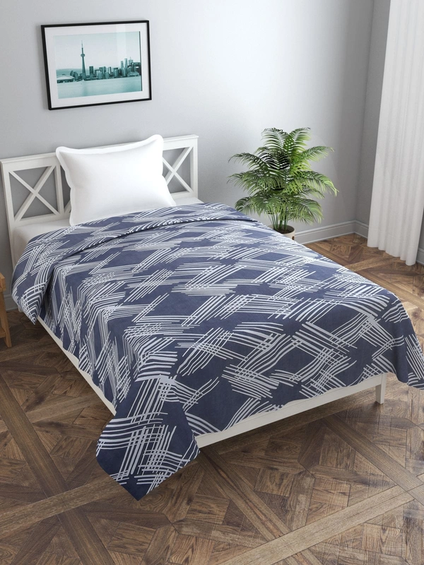 MORADO Glace Cotton Single Bed Size Quilt Cover / Duvet Cover / Rajai Cover / Blanket Cover With Zipper (60x90 Inches) - 60x90 Inches, Blue