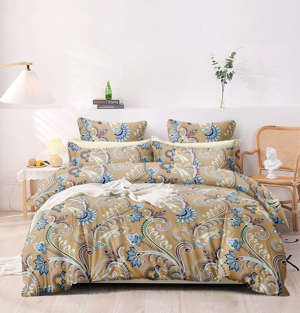 MORADO Glace Cotton Double Bed Quilt Cover / Duvet Cover / Rajai Cover / Blanket Cover With Zipper (90x100 Inches) - 90x100 Inches, Mustard