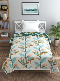 MORADO Glace Cotton Single Bed Size Reversible Quilt Cover / Duvet Cover / Rajai Cover / Blanket Cover with Zipper (60x90 Inches) - Green