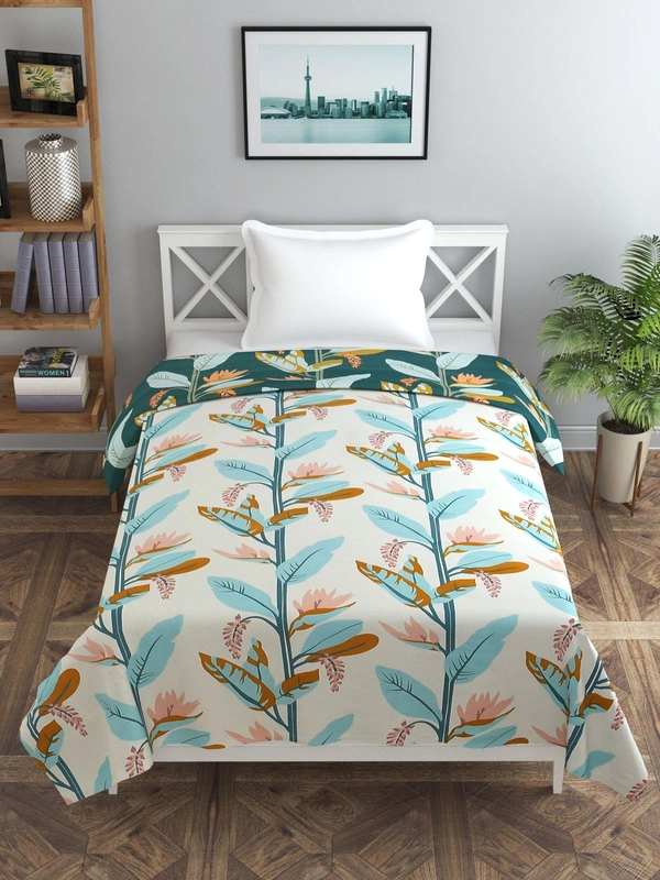 MORADO Glace Cotton Single Bed Size Reversible Quilt Cover / Duvet Cover / Rajai Cover / Blanket Cover with Zipper (60x90 Inches) - Green