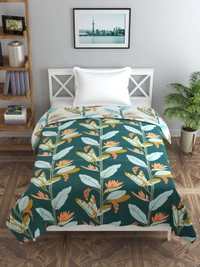 MORADO Glace Cotton Single Bed Size Reversible Quilt Cover / Duvet Cover / Rajai Cover / Blanket Cover with Zipper (60x90 Inches) - Green