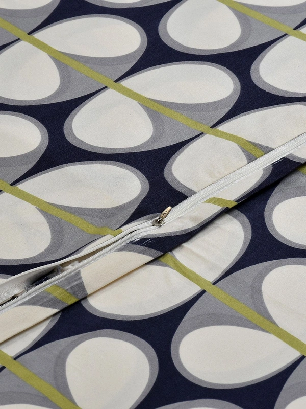 MORADO Glace Cotton Single / Duvet Cover / Rajai Cover / Blanket Cover with Zipper (60x90 Inches, Blue Cream) - Multicolor