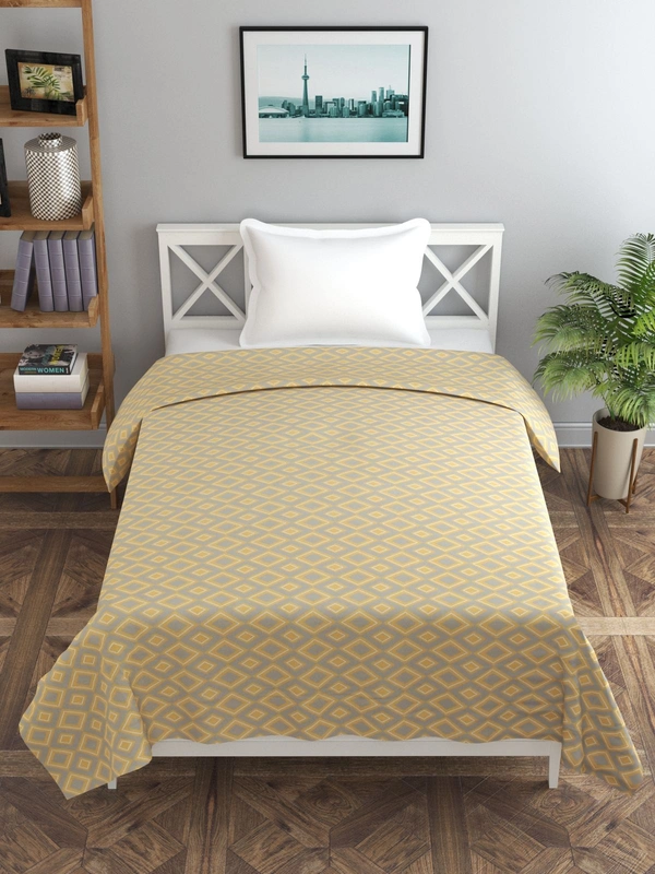 MORADO Glace Cotton Single / Duvet Cover / Rajai Cover / Blanket Cover with Zipper (60x90 Inches, Beige) - Yellow