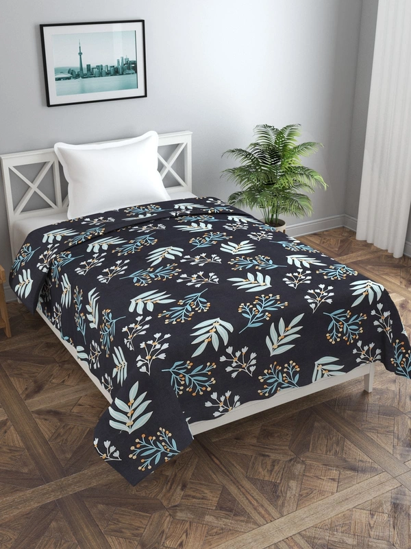 MORADO Glace Cotton Single / Duvet Cover / Rajai Cover / Blanket Cover with Zipper (60x90 Inches, Black) - Blue