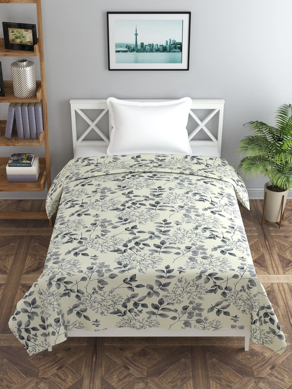 MORADO Glace Cotton Single / Duvet Cover / Rajai Cover / Blanket Cover with Zipper (60x90 Inches, Offwhite Black) - 60x90 Inches, Offwhite