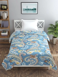 MORADO Glace Cotton Single / Duvet Cover / Rajai Cover / Blanket Cover with Zipper (60x90 Inches, Offwhite Blue) - 60x90 Inches, Blue