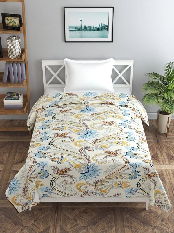 MORADO Glace Cotton Single / Duvet Cover / Rajai Cover / Blanket Cover with Zipper (60x90 Inches, Offwhite) - 60x90 Inches, Blue