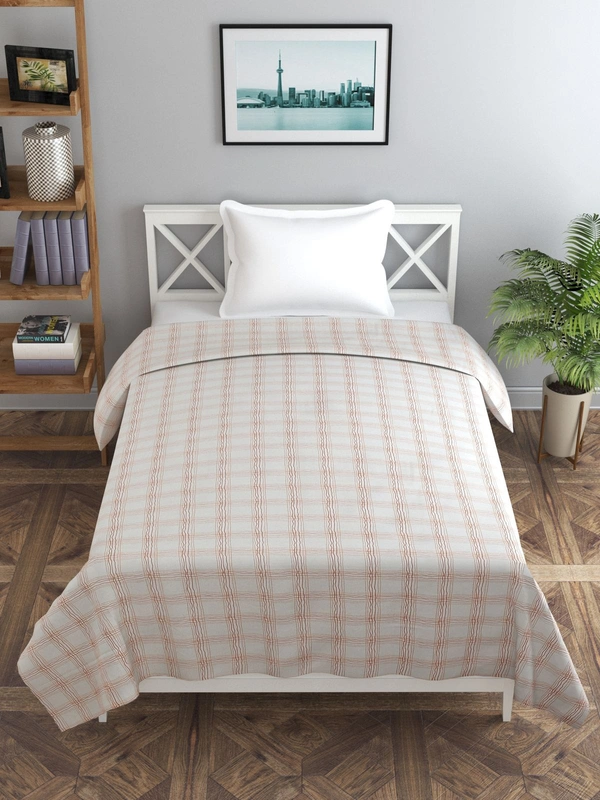 MORADO Glace Cotton Single Duvet Cover/Rajai Cover/Blanket Cover with Zipper (60x90 Inch, Brown Net) - 60x90 Inches, Brown