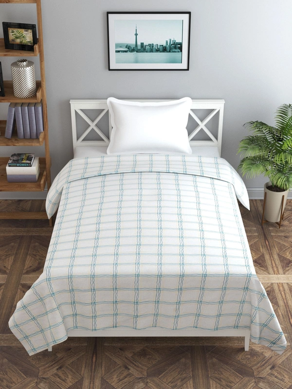 MORADO Glace Cotton Single Duvet Cover/Rajai Cover/Blanket Cover with Zipper (60x90 Inch, Green Net) - 60x90 Inches, Green