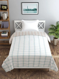 MORADO Glace Cotton Single Duvet Cover/Rajai Cover/Blanket Cover with Zipper (60x90 Inch, Brown Green) - 60x90 Inches, Brown Green