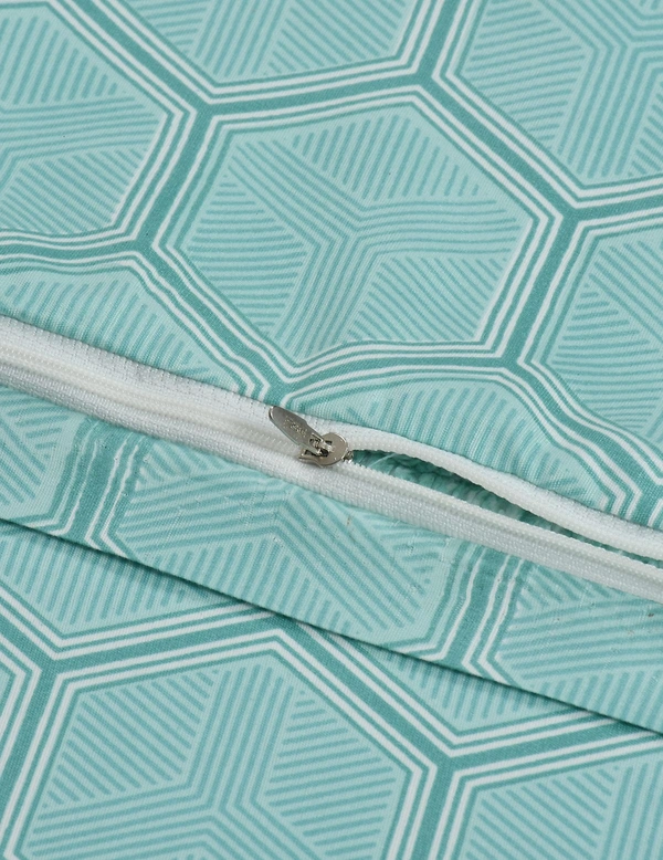MORADO Glace Cotton Single Duvet Cover/Rajai Cover/Blanket Cover with Zipper (60x90 Inch, Green Hexagon) - 60x90 Inches, Green