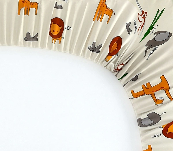 MORADO Premium Glace Cotton Elastic Fitted Double Bedsheet with 2 Pillow Covers (72x78x8 Inches) - Offwhite