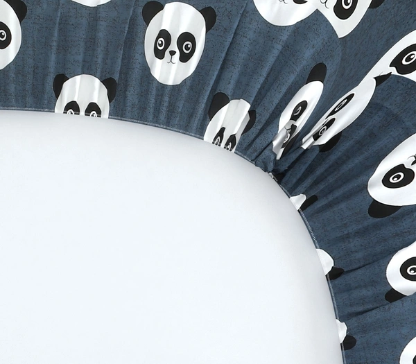 MORADO Premium Glace Cotton Elastic Fitted Double Bedsheet with 2 Pillow Covers (72x78x8 Inches) - Black