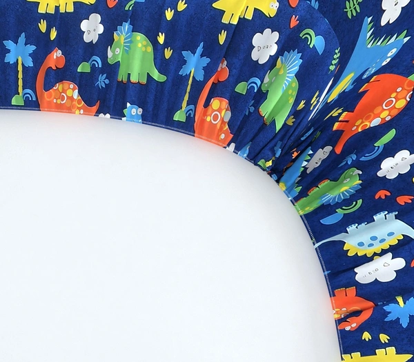 MORADO Premium Glace Cotton Elastic Fitted Single Bedsheet with 1 Pillow Cover (36x72x8 Inches) - Blue