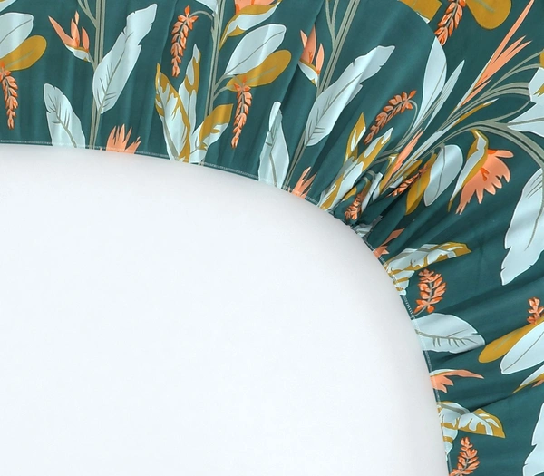 MORADO Premium Glace Cotton Elastic Fitted Single Bedsheet with 1 Pillow Cover (36x72x8 Inches) - Green