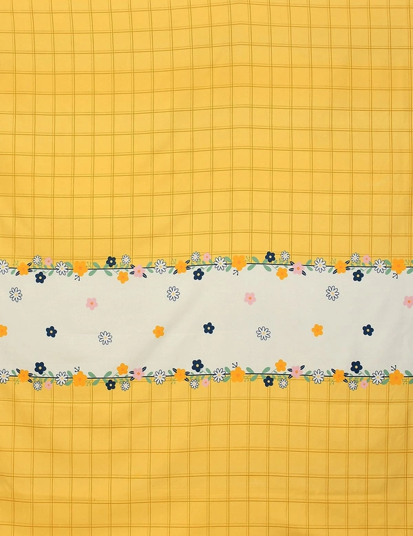 MORADO Premium Glace Cotton Elastic Fitted Double Bedsheet with 2 Pillow Covers (72x78x8 Inches) - Yellow