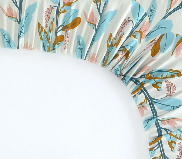 MORADO Premium Glace Cotton Elastic Fitted Single Bedsheet with 1 Pillow Cover (36x72x8 Inches) - Green