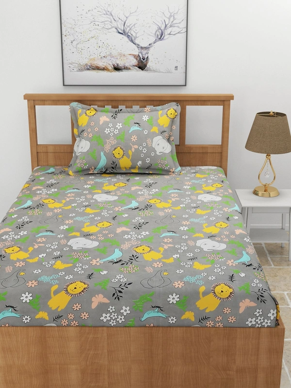 MORADO Premium Glace Cotton Single Bedsheet with 1 King Size Pillow Cover (60x90 Inches) - Brown