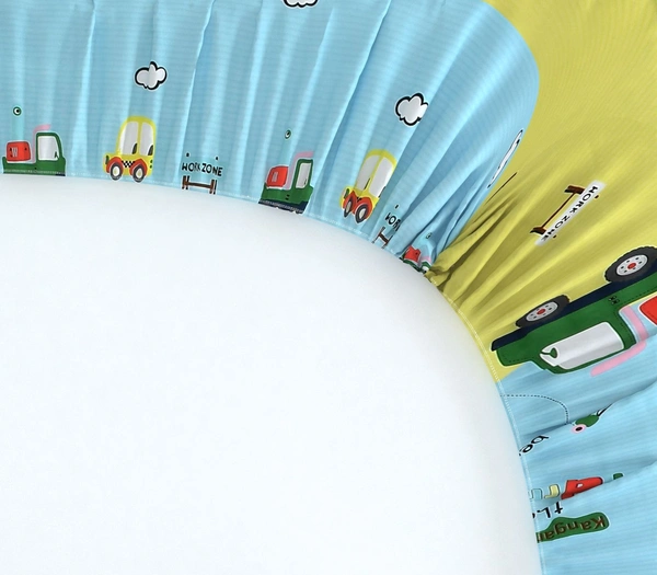 MORADO Premium Glace Cotton Elastic Fitted Single Bedsheet with 1 Pillow Cover (36x72x8 Inches) - Yellow