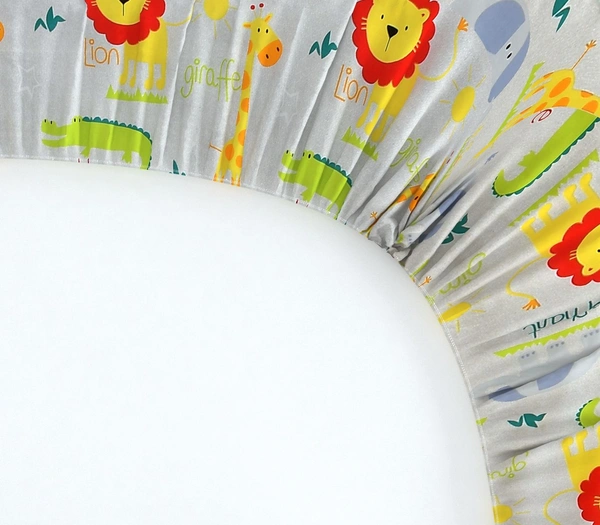 MORADO Premium Glace Cotton Elastic Fitted Single Bedsheet with 1 Pillow Cover (36x72x8 Inches) - Offwhite