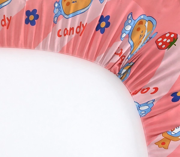 MORADO Premium Glace Cotton Elastic Fitted Single Bedsheet with 1 Pillow Cover (36x72x8 Inches) - Pink