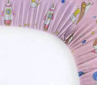 MORADO Premium Glace Cotton Elastic Fitted Single Bedsheet with 1 Pillow Cover (36x72x8 Inches) - Pink