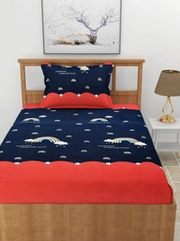 MORADO Premium Glace Cotton Elastic Fitted Single Bedsheet with 1 Pillow Cover (36x72x8 Inches) - Multicolor