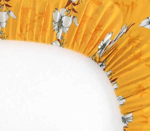 MORADO Premium Glace Cotton Elastic Fitted Single Bedsheet with 1 Pillow Cover (36x72x8 Inches) - Mustard