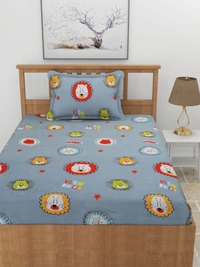 MORADO Premium Glace Cotton Single Bedsheet with 1 King Size Pillow Cover (60x90 Inches) - Grey