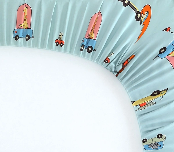 MORADO Premium Glace Cotton Elastic Fitted Single Bedsheet with 1 Pillow Cover (36x72x8 Inches) - Yellow