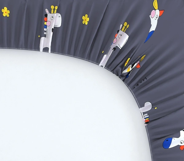 MORADO Premium Glace Cotton Elastic Fitted Single Bedsheet with 1 Pillow Cover (36x72x8 Inches) - Blue