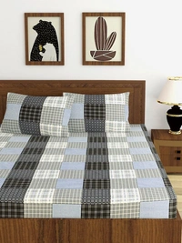 MORADO Premium Cotton Casement Double Bed Bedsheet with 2 Pillow Covers (90x100 Inches) - Grey