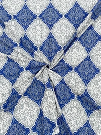 MORADO Premium Cotton Casement Elastic Fitted Double Bedsheet with 2 Pillow Covers (72x78x8 Inches) - Blue White