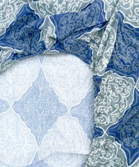 MORADO Premium Cotton Casement Elastic Fitted Double Bedsheet with 2 Pillow Covers (72x78x8 Inches) - Blue White