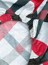 MORADO Premium Cotton Casement Elastic Fitted Double Bedsheet with 2 Pillow Covers (72x78x8 Inches) - Red Black