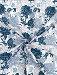 MORADO Premium Cotton Casement Elastic Fitted Double Bedsheet with 2 Pillow Covers (72x78x8 Inches) - White Blue